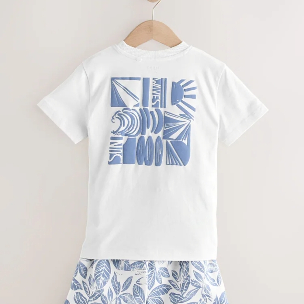 Next White and Blue Graphic Kids Tee